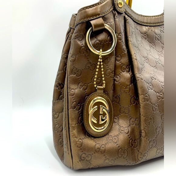 Auth GUCCI Guccisima Bronze Metallic Sukey Handbag Preloved Excellent Condition. - Picture 3 of 13